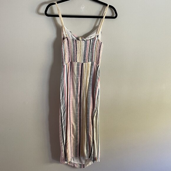 Majorelle Women S Multicolor Stripe Beach Cutout Tie Front Seashell Midi Dress - Picture 12 of 13